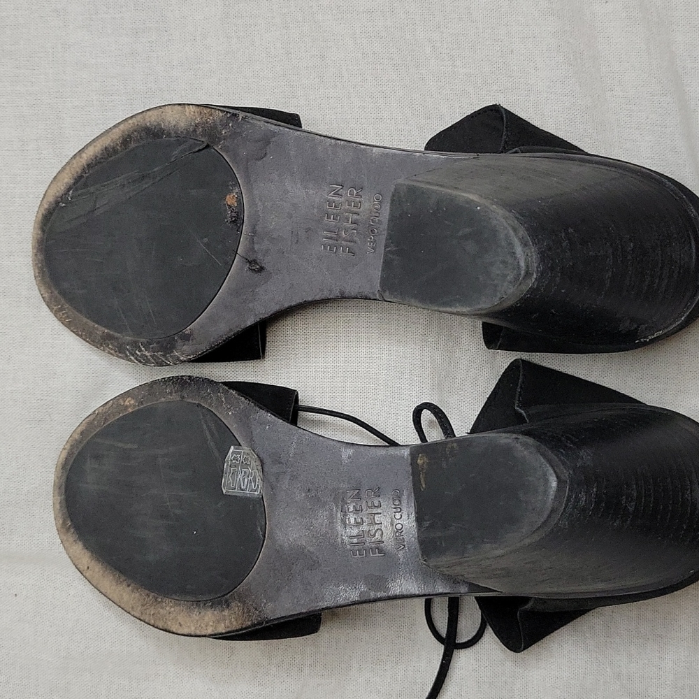 Eileen Fisher Ann Ankle Tie Sandal open toe black - Picture 12 of 13